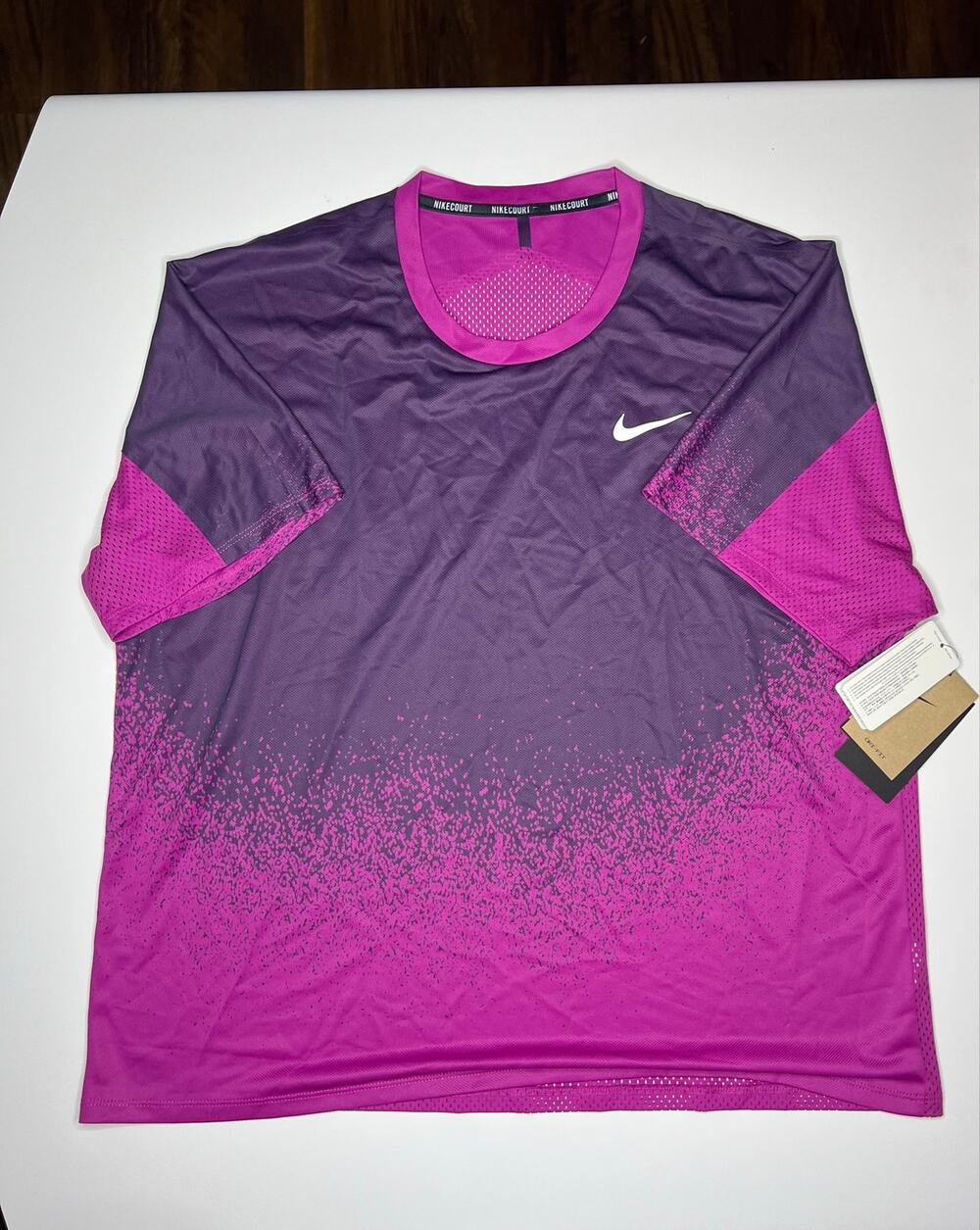 NikeCourt Slam Mens Dri-FIT Tennis Shirt Hot Fuchsia/White Size Large
